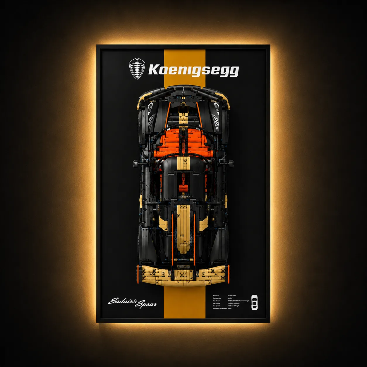 Wall Display Case for LEGO® Technic™ Koenigsegg Sadair’s Spear 42232 – Style B