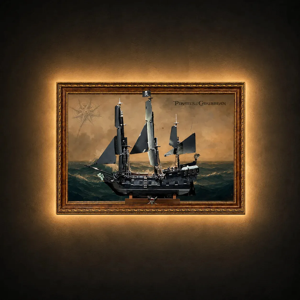 Wall Display Frame for LEGO® Icons Captain Jack Sparrow's Pirate Ship 10365 | Stormy Sea | 70x100cm