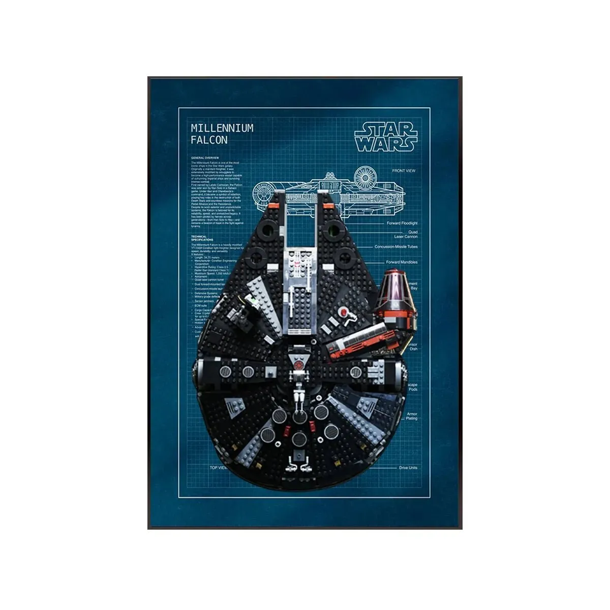 Wall Display Frame Compatible with Lego® Star Wars™ The Dark Falcon 75389 Style A
