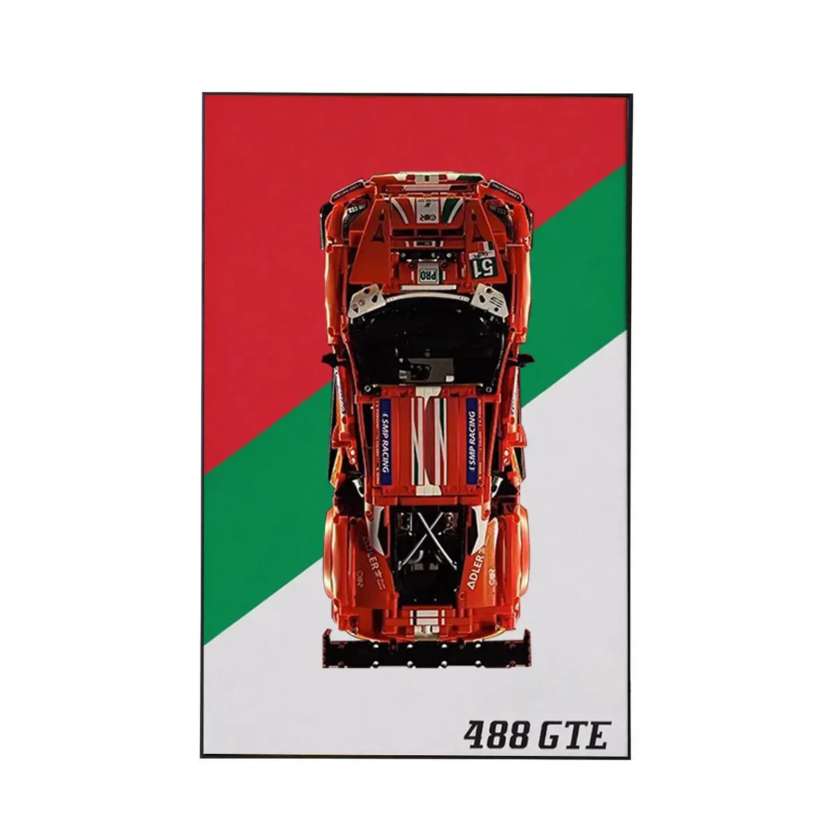 Wall Display Frame for LEGO® Technic™ Ferrari 488 GTE 42125 | Italian Tricolore