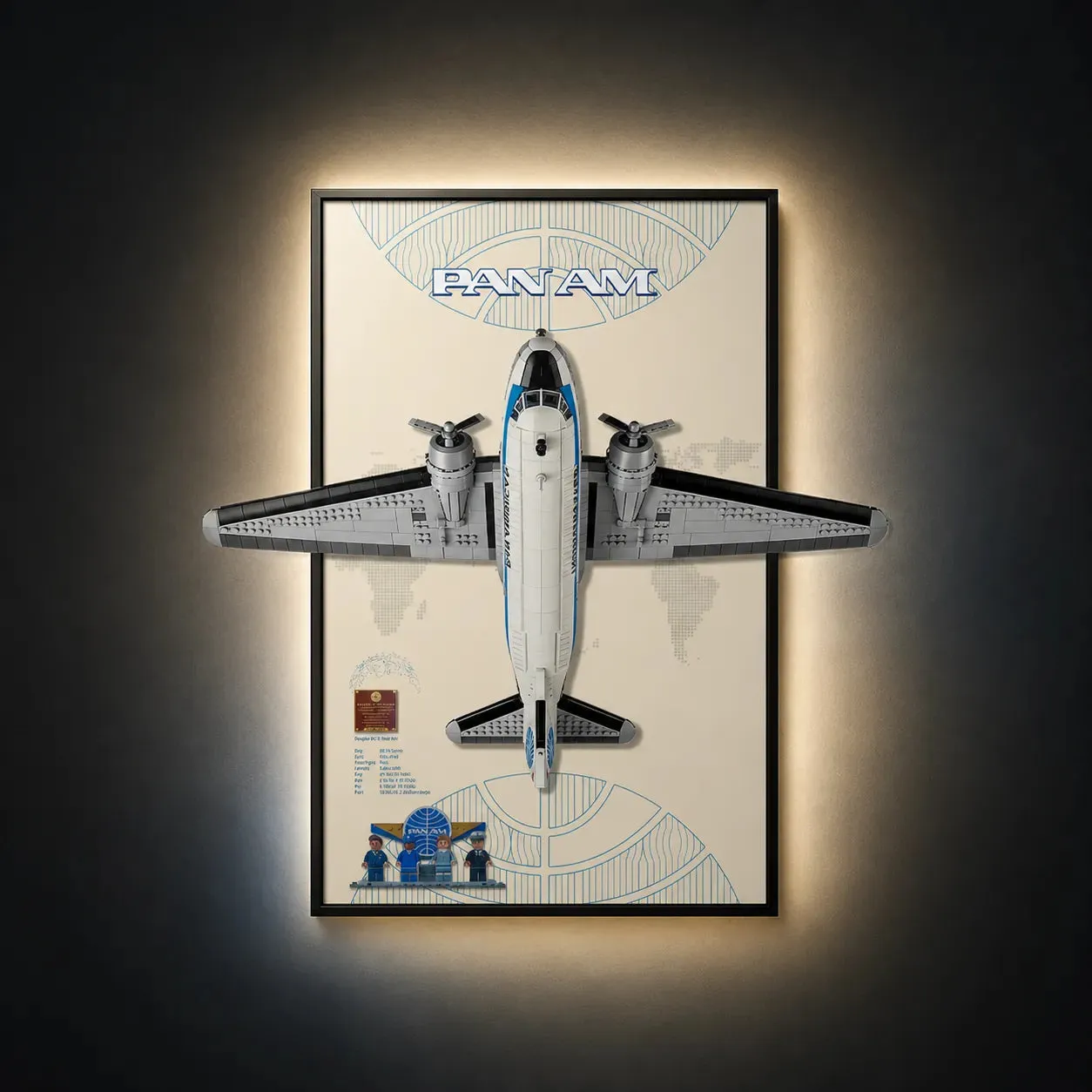 Wall Display frame for LEGO® Icons Douglas™ DC-3™ PAN AM® Airliner 11378