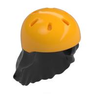 Hair and Helmet, Long with Bright Light Orange Helmet Pattern Schwarz