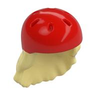 Hair and Helmet, Long with Red Helmet Pattern Bright Light Yellow