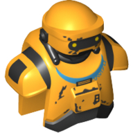 Minifig Head Special, NED-B, Droid, Armored with Shoulders, Chest and Backplate Bright Light Orange
