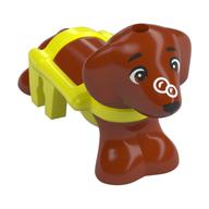 Animal, Dog, Dachshund with Vibrant Yellow Harness Pattern, Bubble in Nose print (Pickle) Dark Orange