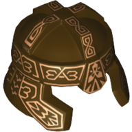 Helmet with Cheek Protection and Dark Red Ornaments Print Dark Brown