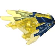 Creature Body Part, Dragon Head Upper Jaw with Spikes with Trans-Yellow Pattern, Metal Blue Markings, Bright Light Yellow Eye print Dark Blue