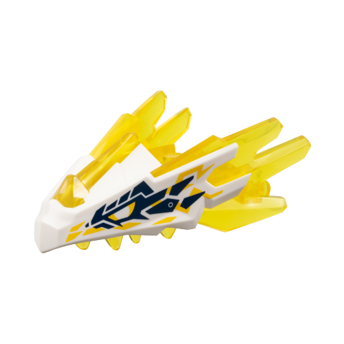 Creature Body Part, Dragon Head Upper Jaw with Spikes with Trans-Yellow Pattern and Dark Blue/Gold Markings print White