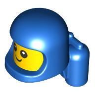 Minifig Head Special, Baby with Helmet and Airtanks, Yellow Head Pattern, Face with White Pupils print Blau