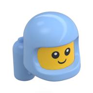 Minifig Head Special, Baby with Helmet and Airtanks, Yellow Head Pattern, Face with White Pupils print Bright Light Blue