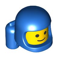 Minifig Head Special, Baby with Helmet and Airtanks, Yellow Head Pattern, Classic Face print Blue