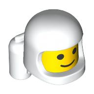 Minifig Head Special, Baby with Helmet and Airtanks, Yellow Head Pattern, Classic Face print Weiß