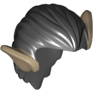 Hair, Orc Ears, Dark Tan Print Black