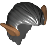 Hair, Orc Ears, Medium Nougat Print Schwarz