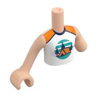 Minidoll Torso, Left Limb Reduction with Orange Tent, Dark Blue Trees, Dark Turquoise Sky, Ground print, Light Nougat Arms and Hand in 