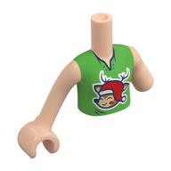 Minidoll Torso with Left Limb Reduction with Light Nougat Arms and Hand with Bright Green Shirt, Reindeer with Santa Hat print Light Nougat