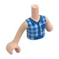 Minidoll Torso with Left Limb Reduction, Light Nougat Arms and Hand with Blue/Bright Light Blue Plaid Shirt print Hellnougat