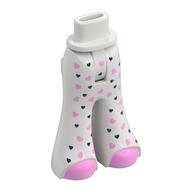 Minidoll Hips and Wide Pants with Bright Pink Shoes, Bright Pink/Dark Blue Hearts print Weiß