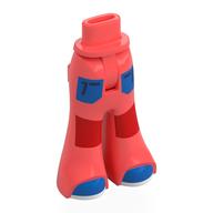 Minidoll Hips and Wide Pants with Blue Pockets, Shoes, Red Knee Panels print Coral