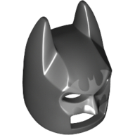 Mask, Batman Cowl, Silver Bat Logo Around Eyes Print Black