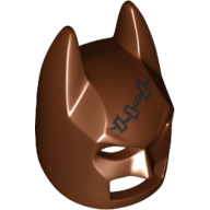 Mask, Batman Cowl, Black Stitched Seams Print Reddish Brown