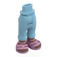 Minidoll Hips and Folded Trousers with Medium Brown Feet, Metal Pink Sandals print Medium Azure