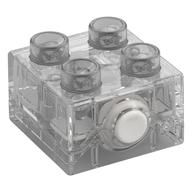 Duplo Light Brick 2 × 2 with White Button, Yellow Light Transparent