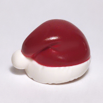Santa Hat with Dark Red Top Print White