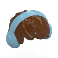 Hair Short Tousled with Headphones Medium Azure Print Reddish Brown