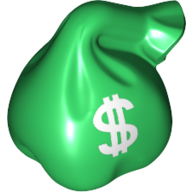 Bag / Sack with Handle with '$' / Dollar Sign Print Green