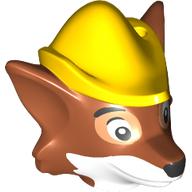 Minifig Head Special Fox with Yellow Hat, White Mouth print (Robin Hood) Dark Orange