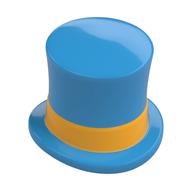 Top Hat with Bright Light Orange Band print Dark Azure