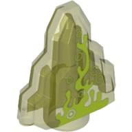 Rock 1 × 2 Crystal Stepped with Dark Green Swamp Gas Print Trans-Neon Green