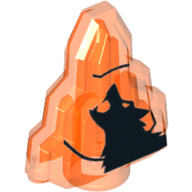 Rock 1 × 2 Crystal Stepped with Black Wolf Print [aka Moonstone] Trans-Neon Orange