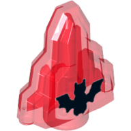 Fels 1 × 2 Kristall gestuft mit schwarzer Fledermaus (bedruckt)
