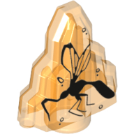 Rock 1 × 2 Crystal Stepped with Mosquito Print Transparent-Orange