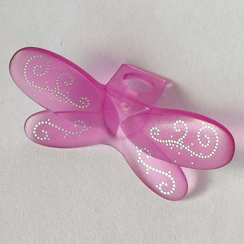 Minifig Neckwear Wings Fairy with Silver Patterns print Transparent-Dunkelrosa