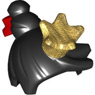 Hair Bun with Gold Crown, Red Bow print Black