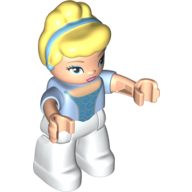 Duplo Figure with Bright Light Yellow Hair with Bright Light Blue Headband, Light Nougat Arms, White Legs, Azure Design Print (Cinderella) Bright Light Blue