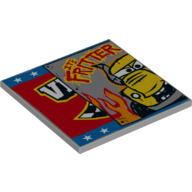 Tile 6 × 6 with Bus Half and 'IT'S FRITTER' Print Hellblaugrau