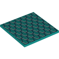 Tile 6 × 6 with Bottom Tubes with Roof Tiles print Dunkeltürkis