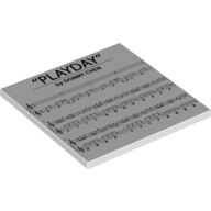 Tile 6 × 6 with Bottom Tubes with "PLAYDAY" Music Sheet print Weiß