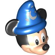 Minifig Head Special Mickey Mouse with Dark Blue Wizard Hat, Black Ears print Hellnougat