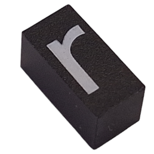 Modulex Tile 1 × 2 with White 'r' print, without Internal Supports Modulex Tile Gray