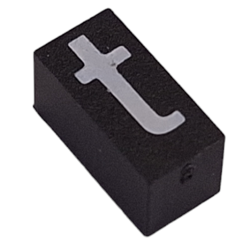 Modulex Tile 1 × 2 with White 't' print, without Internal Supports Modulex Tile Gray