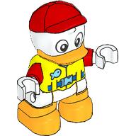 Duplo Figure Duck with Safety Vest, Red Cap, Bright Light Orange Beak and Legs Leuchtgelb