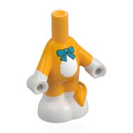 Microdoll Body Cat Tail with White Hands, Feet, Chest, Dark Turquoise Bowtie print Bright Light Orange