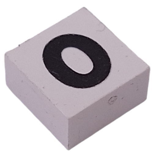 Modulex Tile 2 × 2 with Black '0' print, without Internal Supports Modulex White