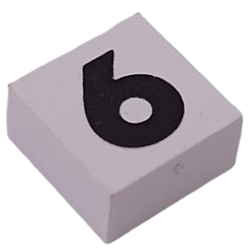 Modulex Tile 2 × 2 with Black '6/9' print, without Internal Supports Modulex White