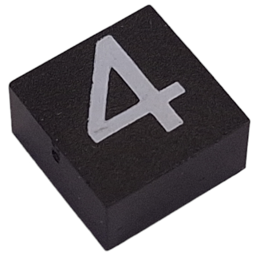 Modulex Fliese 2 × 2 mit weiß '4' Druck, ohne innen Stützen